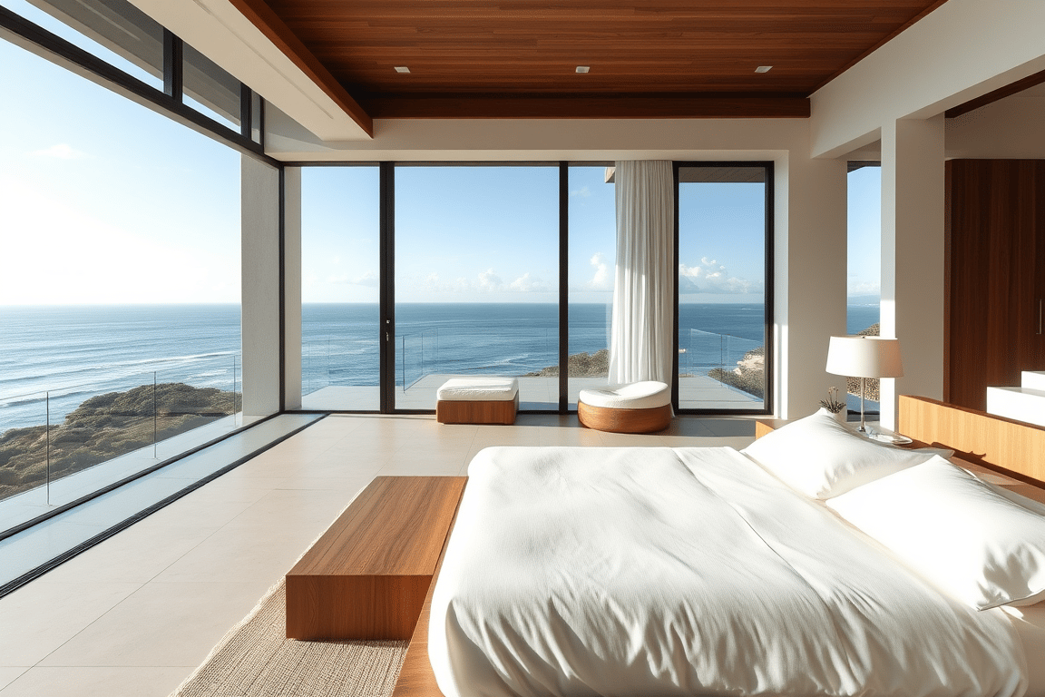 Chambre de villa avec vue sur l'océan