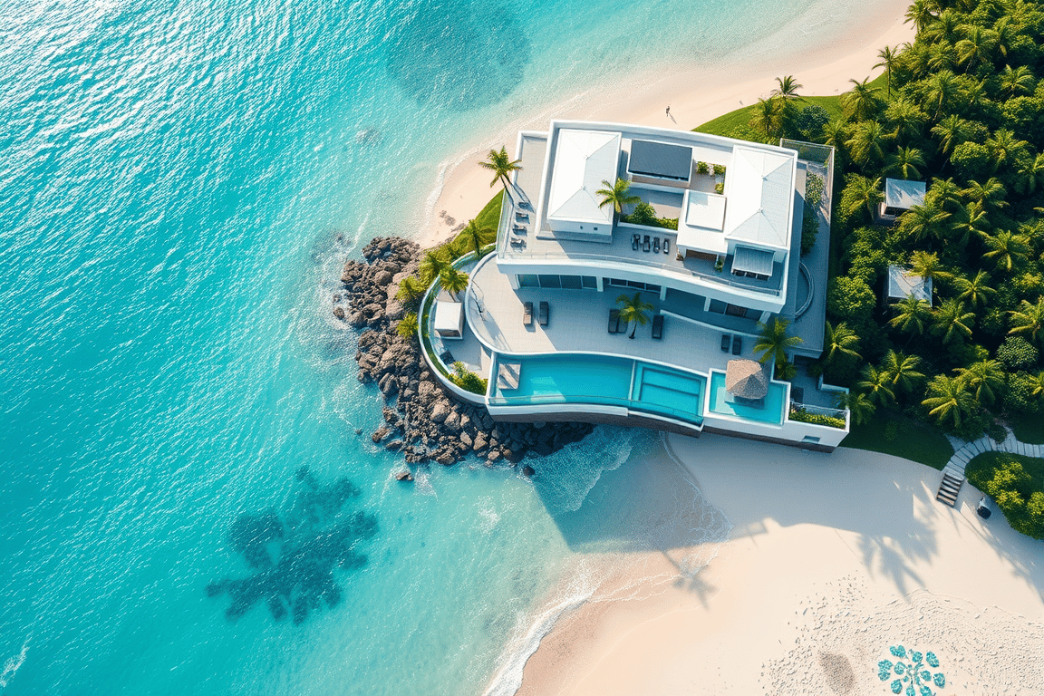 Vue aérienne d'un développement immobilier de luxe